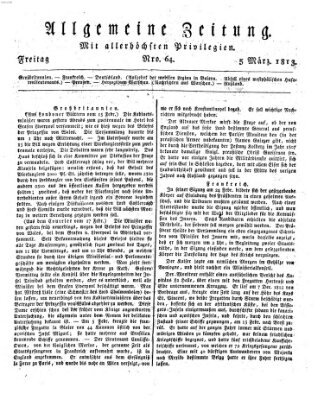 Allgemeine Zeitung Freitag 5. März 1813