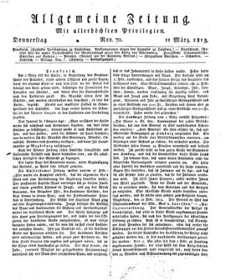 Allgemeine Zeitung Donnerstag 11. März 1813