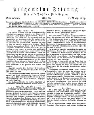 Allgemeine Zeitung Samstag 13. März 1813