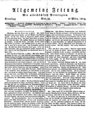 Allgemeine Zeitung Dienstag 16. März 1813