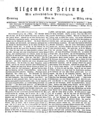 Allgemeine Zeitung Sonntag 21. März 1813