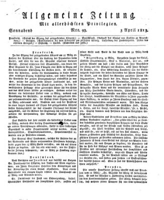 Allgemeine Zeitung Samstag 3. April 1813