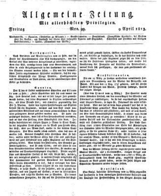 Allgemeine Zeitung Freitag 9. April 1813