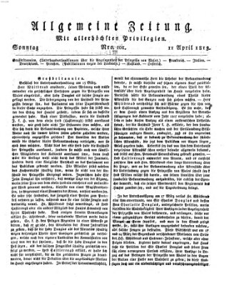 Allgemeine Zeitung Sonntag 11. April 1813