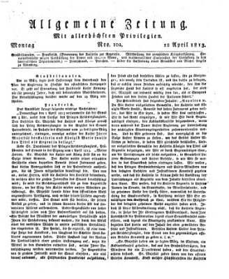 Allgemeine Zeitung Montag 12. April 1813