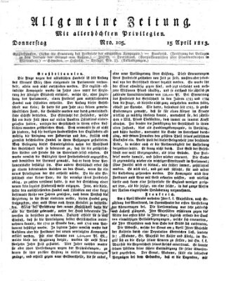 Allgemeine Zeitung Donnerstag 15. April 1813