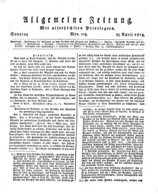 Allgemeine Zeitung Sonntag 25. April 1813