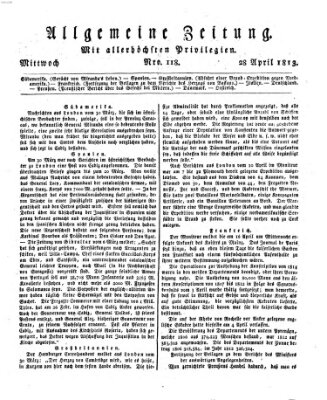 Allgemeine Zeitung Mittwoch 28. April 1813