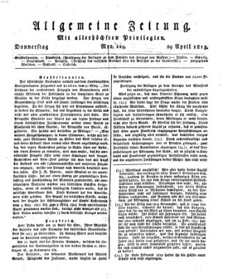 Allgemeine Zeitung Donnerstag 29. April 1813