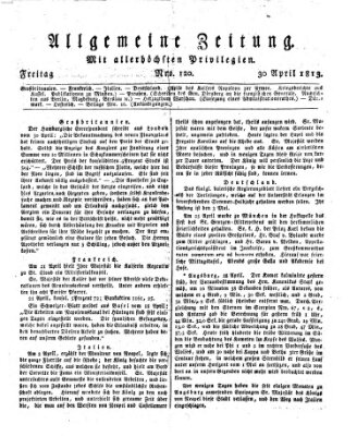 Allgemeine Zeitung Freitag 30. April 1813