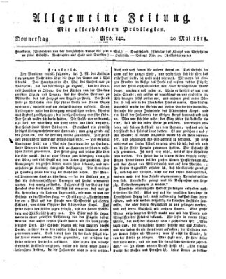 Allgemeine Zeitung Donnerstag 20. Mai 1813