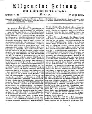 Allgemeine Zeitung Donnerstag 27. Mai 1813