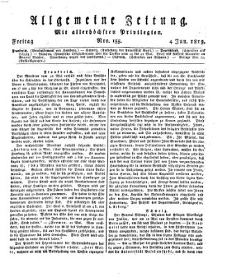 Allgemeine Zeitung Freitag 4. Juni 1813