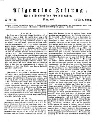 Allgemeine Zeitung Dienstag 15. Juni 1813