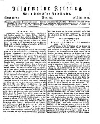 Allgemeine Zeitung Samstag 26. Juni 1813