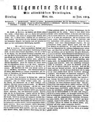 Allgemeine Zeitung Dienstag 29. Juni 1813