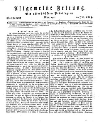 Allgemeine Zeitung Samstag 10. Juli 1813