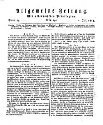 Allgemeine Zeitung Sonntag 11. Juli 1813