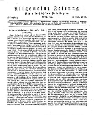 Allgemeine Zeitung Dienstag 13. Juli 1813