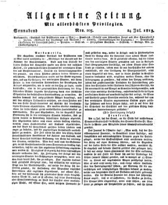 Allgemeine Zeitung Samstag 24. Juli 1813