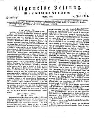 Allgemeine Zeitung Dienstag 27. Juli 1813