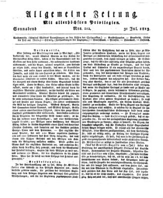 Allgemeine Zeitung Samstag 31. Juli 1813