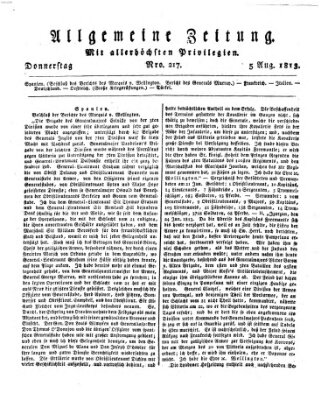 Allgemeine Zeitung Donnerstag 5. August 1813