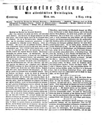 Allgemeine Zeitung Sonntag 8. August 1813