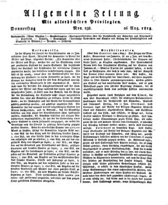 Allgemeine Zeitung Donnerstag 26. August 1813