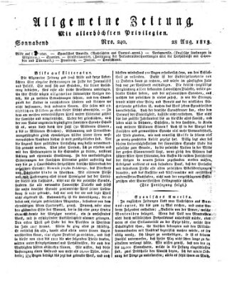 Allgemeine Zeitung Samstag 28. August 1813