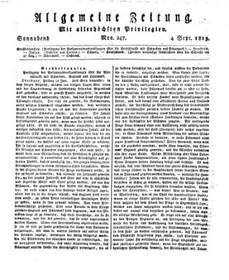 Allgemeine Zeitung Samstag 4. September 1813