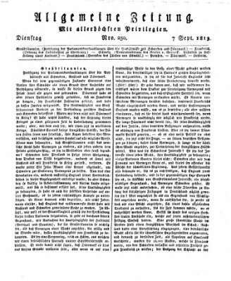 Allgemeine Zeitung Dienstag 7. September 1813