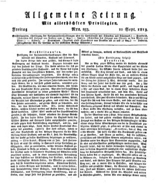 Allgemeine Zeitung Freitag 10. September 1813