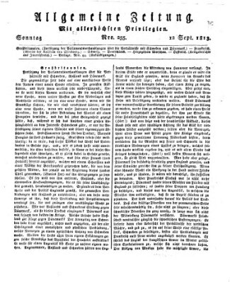 Allgemeine Zeitung Sonntag 12. September 1813