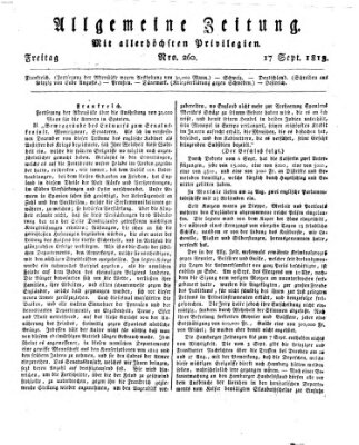 Allgemeine Zeitung Freitag 17. September 1813