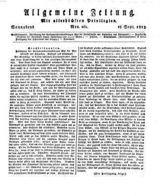 Allgemeine Zeitung Samstag 18. September 1813