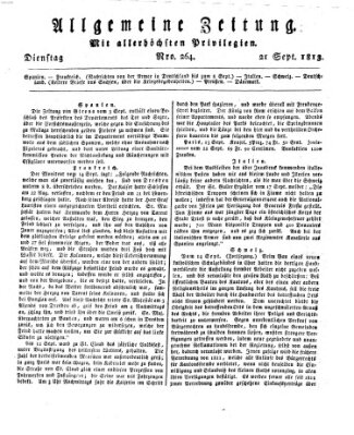 Allgemeine Zeitung Dienstag 21. September 1813