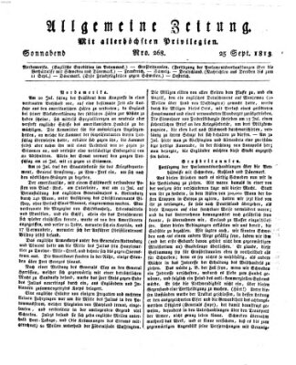 Allgemeine Zeitung Samstag 25. September 1813