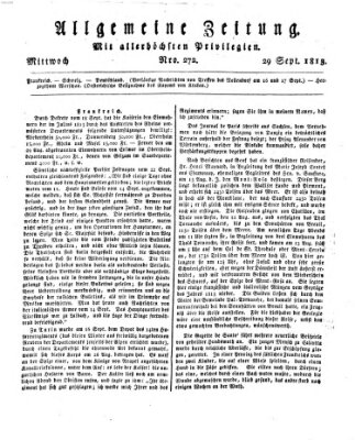 Allgemeine Zeitung Mittwoch 29. September 1813