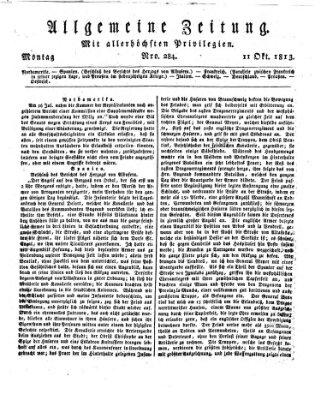 Allgemeine Zeitung Montag 11. Oktober 1813