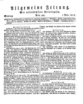 Allgemeine Zeitung Montag 1. November 1813