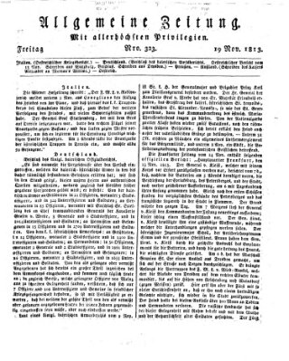 Allgemeine Zeitung Freitag 19. November 1813