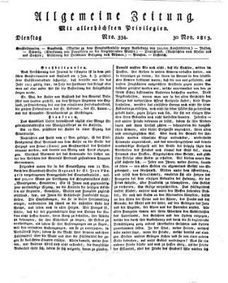 Allgemeine Zeitung Dienstag 30. November 1813