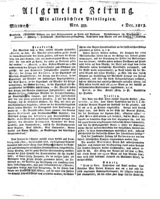 Allgemeine Zeitung Mittwoch 1. Dezember 1813