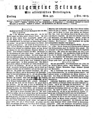 Allgemeine Zeitung Freitag 3. Dezember 1813