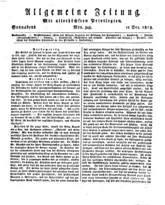 Allgemeine Zeitung Samstag 11. Dezember 1813