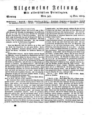 Allgemeine Zeitung Montag 13. Dezember 1813