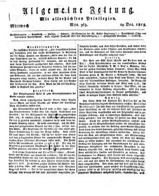 Allgemeine Zeitung Mittwoch 29. Dezember 1813