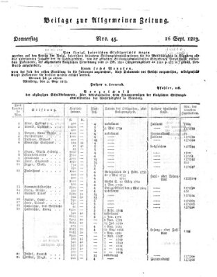 Allgemeine Zeitung Donnerstag 16. September 1813