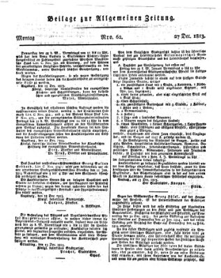 Allgemeine Zeitung Montag 27. Dezember 1813